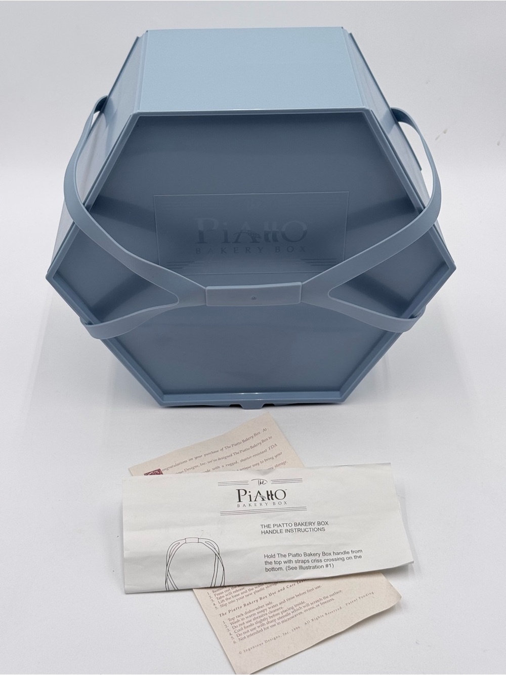 Piatto Blue Bakery Box Carrier Cookie Cake Pie w/ Removable Level For Cupcakes